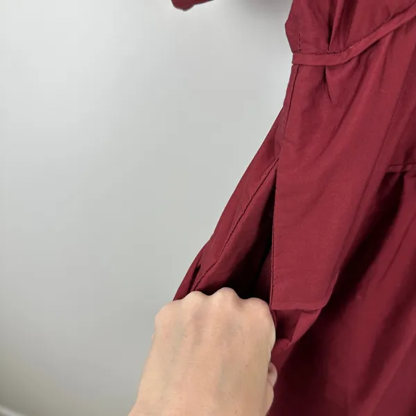 Madewell Puff Sleeve Mini Dress Poplin Claret Burgundy A Line Pockets XL NWT - Image 13