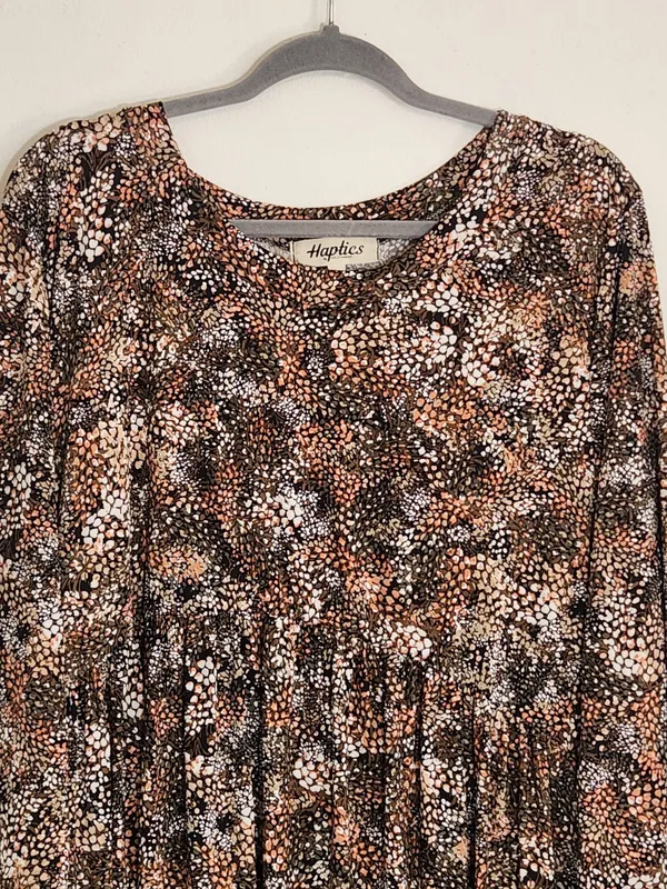 Haptics Textured Brown Floral Print Mini Dress Size 2X - Image 2