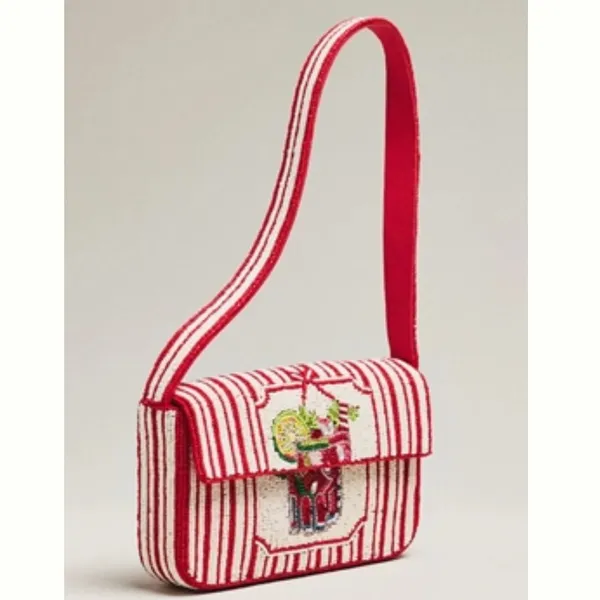 Anthropologie The Fiona Beaded Bag: Food & Drink Edition -Stripe Cocktail - Image 4