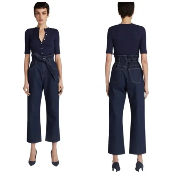 3x1‎ Kelly Paperbag Waist Dark Denim Crop Jeans Size 32 - Image 2