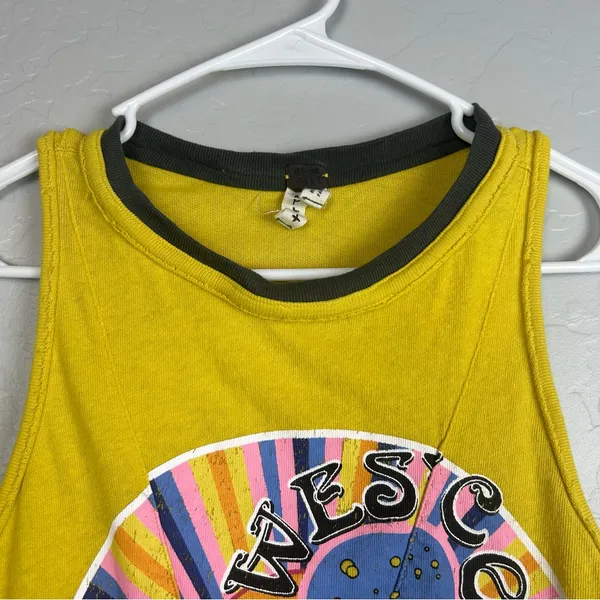 ⭐️Free People we the free west coast yellow swing graphic tank top size small - Image 5