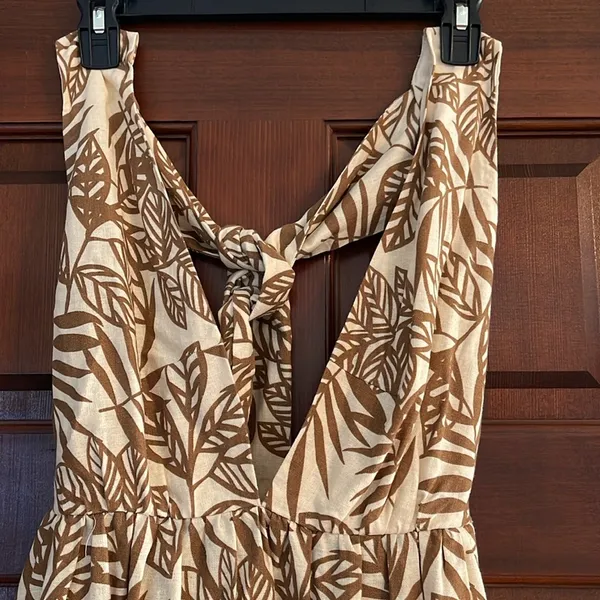 House of Harlow, 1960 leaf print linen blend tie back sundress - Image 2