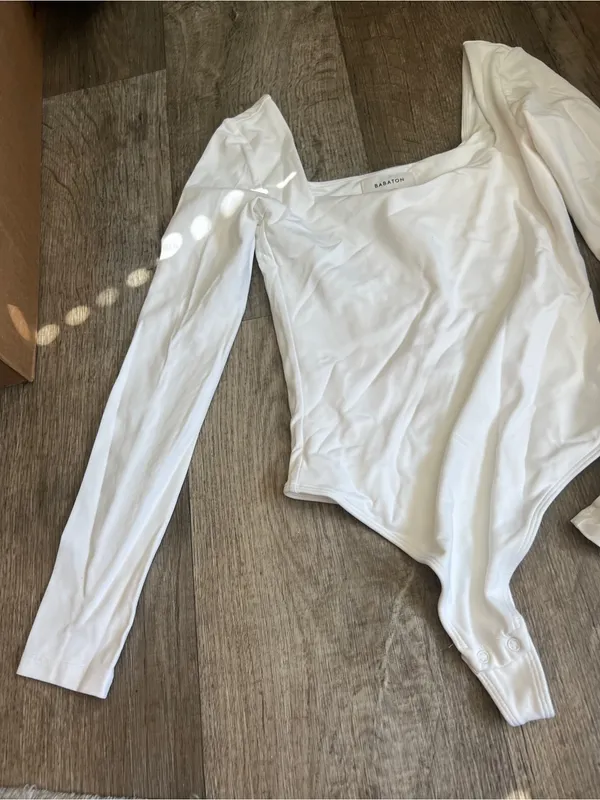 Babaton Ivory Long-Sleeve Square Neck Bodysuit‎ - Image 4