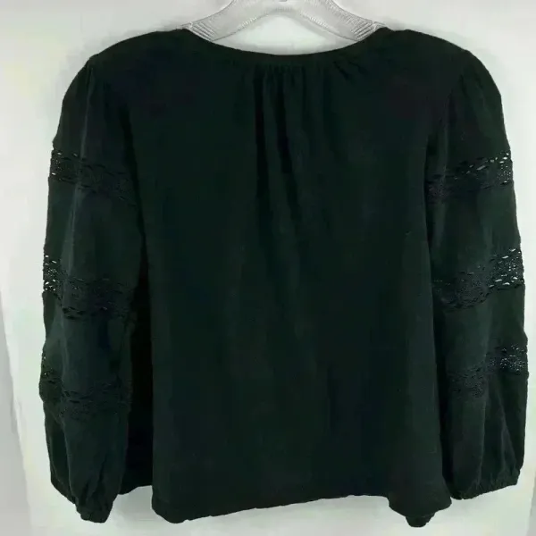 Linda Leal Women's Black Peasant Blouse‎ Long Sleeve Size S - Image 4