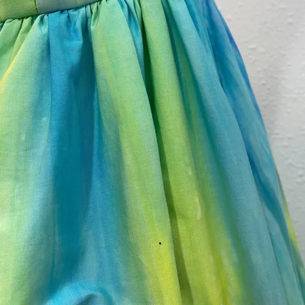 Vintage‎ Handmade Halter Dress Blue Green Watercolor Fit and Flare Fairy Dress 4 - Image 6