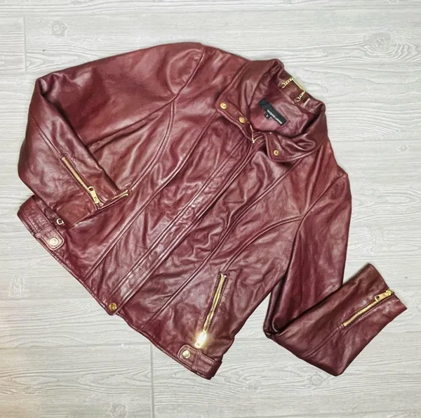 Wilson's Leather brown / red long sleeve soft jacket coat genuine leather large - Image 2