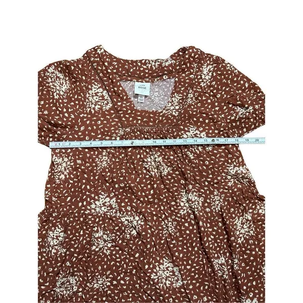 Knox Rose Floral‎ Boho Western Dress Rust Brown Cream Sz XL - Image 6