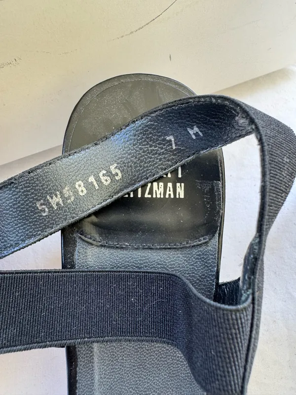 Vintage Stuart Weitzman Elastic Strap Sandal | Black Heels  - Image 3