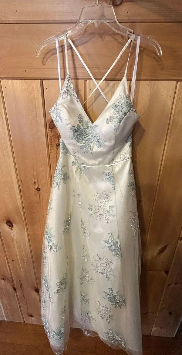 JCPenney Cream And Mint Green Prom Dress - Image 4
