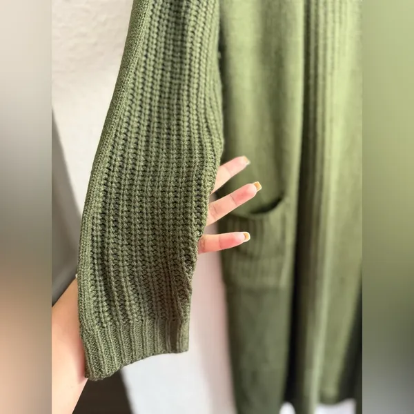 Poof Apparel Cardigan Elegant Olive Women's Size S - Image 3