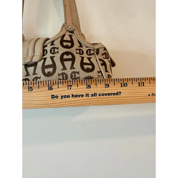 Etienne Aigner Shoulder Bag Purse Women's Tan Double Handle Signature Logo - Image 12