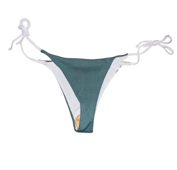 Colorblock reversible ribbed bikini Green - Image 2