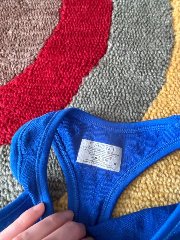 Athleta Women Renee Textured Racerback Tank Top Seamless Royal Blue Size Small - Image 2