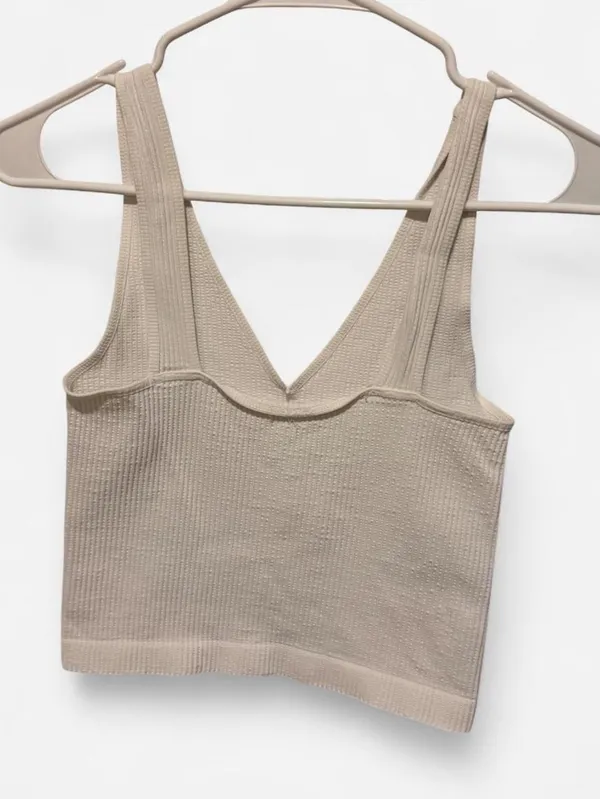 Urban Outfitters White ribbed tank top with scalloped neckline #scalloped #ribbed - Image 2