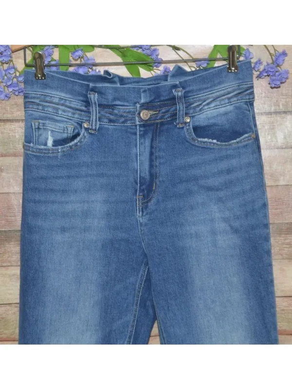 Rockin C Jeans Womens 28 Bell Bottom Flare Highrise Paper Bag Waist Retro Rodeo - Image 2