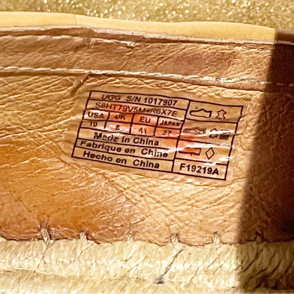 UGG‎ Australia Women Size 10 Sandrinne II Gold Metallic Slip On Espadrille Flat - Image 6