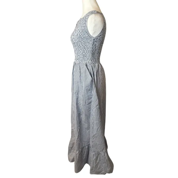 Beau & Ro The Margot Dress Navy White Stripe Small Smocked Nautical Beach‎ Flowy - Image 9