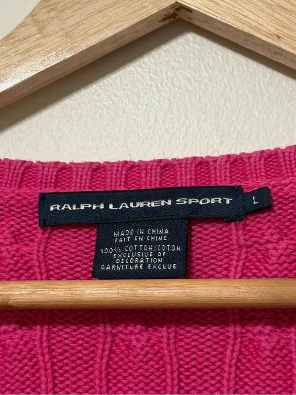 Ralph Lauren Pink Cable Knit Sweater Size Medium Women’s - Image 3