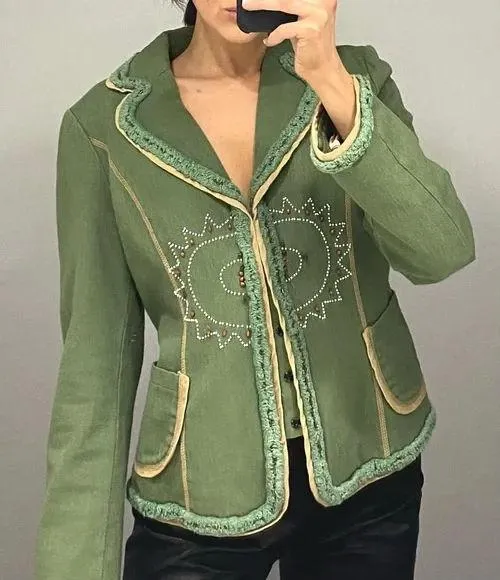 Misomiso Vintage Y2K Linen Bead Embroidered Jacket - Image 2