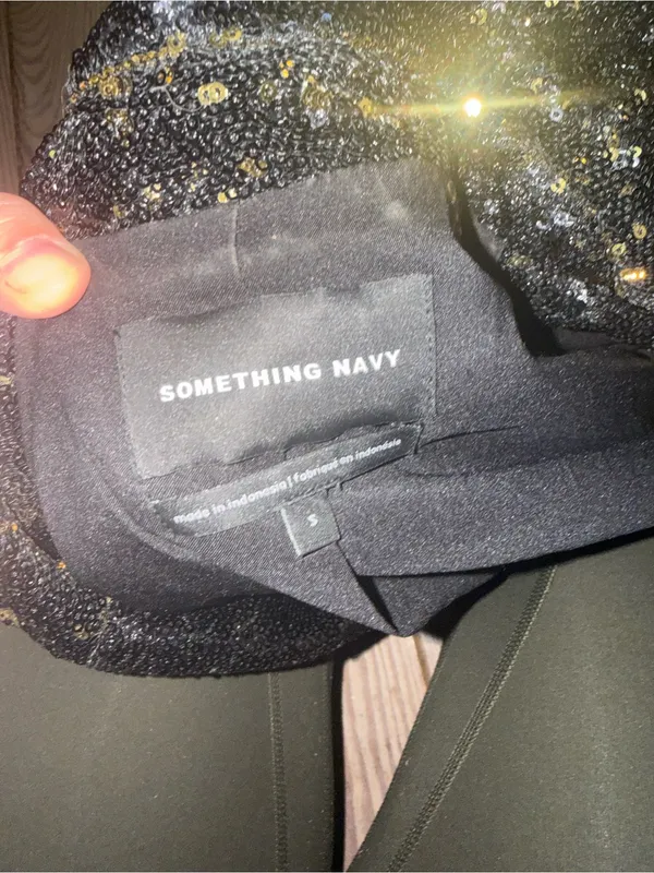 Something Navy Sequin Blazer size s - Image 3