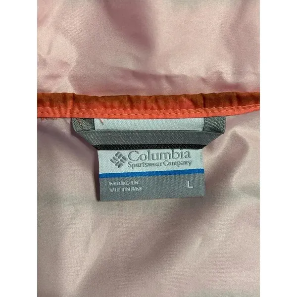 Columbia Full Zip Hooded Windbreaker Women's Size Large Striped Jacket Pink - Image 4
