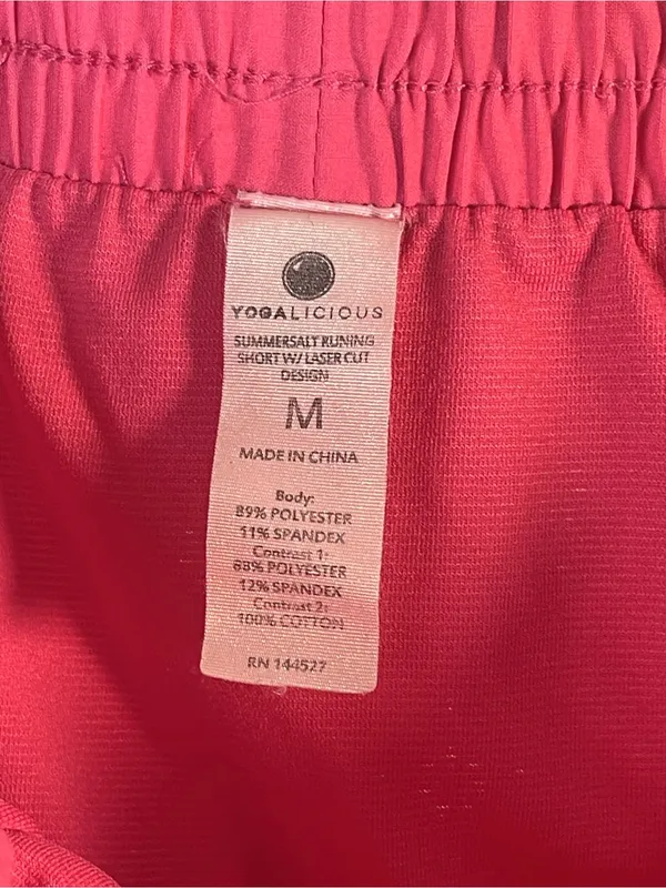 Yogalicious Summersalt Running Medium Bright Pink Eyelet Athletic Shorts Gym - Image 4