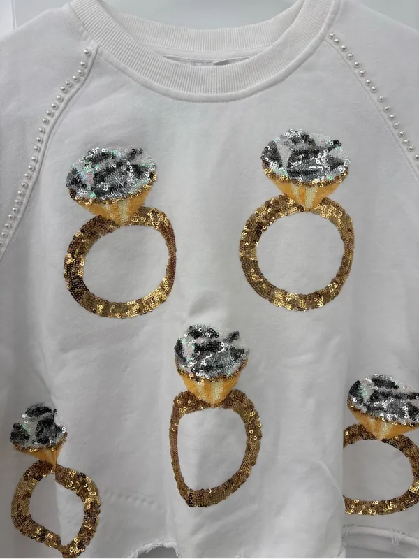 Queen of Sparkles ring sparkle sweatshirt top bling - Image 2