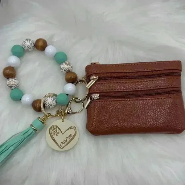 Carmella Brown Wristlet Wallet with Mom Keychain tassel - Image 7