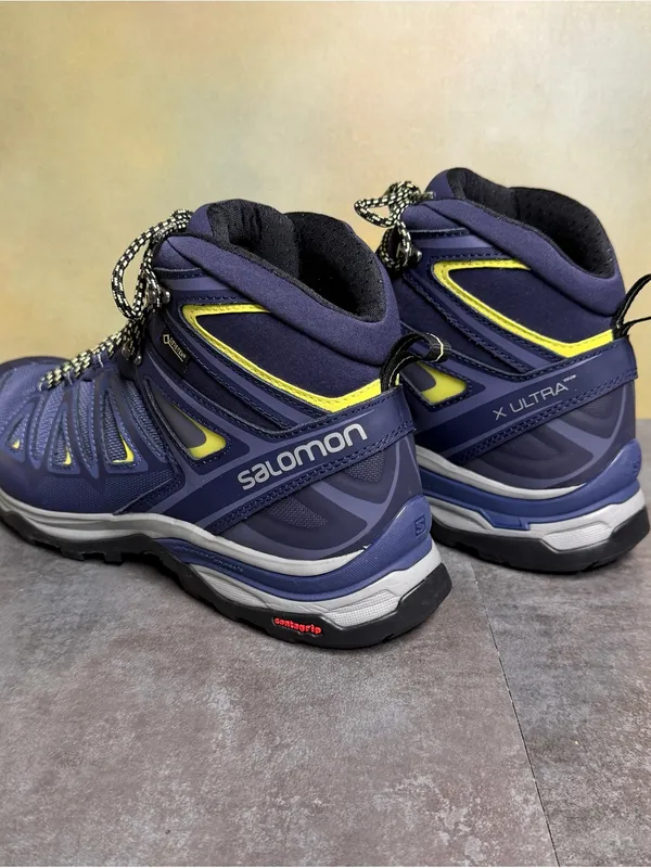 Salomon X Ultra Wide GTX Women's Wide Waterproof Hiking Boots Blue/Yellow Sz 10 - Image 10
