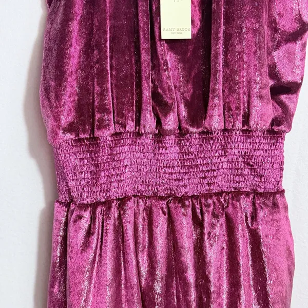 NEW Ramy Brook Deep Red Sparkle Velvet Velour Halter Neck Ellin Mini Dress Sz M - Image 12