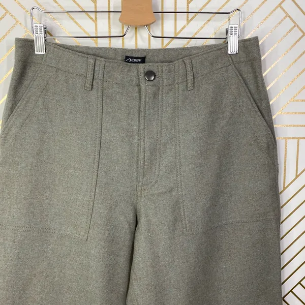 J.‎ Crew Olive Green Gray High Waist Trouser Work Fall Pants Size US 10 - Image 2