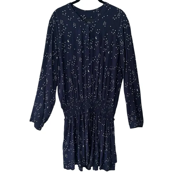 Rails Juliette‎ Navy Galaxy Long Sleeve Drop Waist Mini Dress Celestial Chic L - Image 2