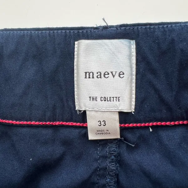 Anthropologie Maeve The Collette wide leg pants Linen blend crop navy blue 33 - Image 4