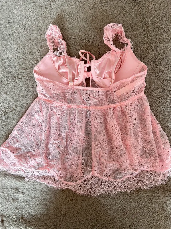 Victoria's Secret babydoll pink dream angels lace top - Image 2