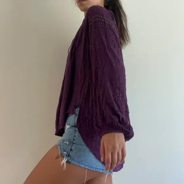 Free People Purple Boho top Embellished - Image 5