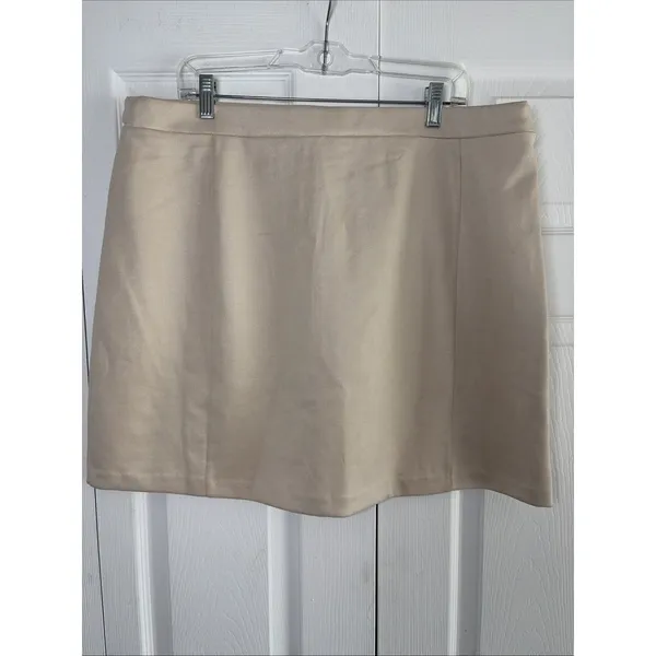 Marc New York A-Line Mini Skirt Womens Size XL Beige Button Detail Twill Stretch - Image 2