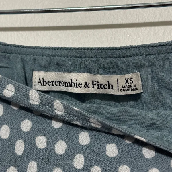 Abercrombie & Fitch Midi Skirt Size XS Polka Dot Cinched Blue White Fall - Image 4