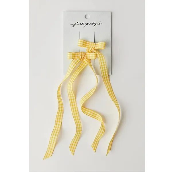 Free People Bow Set Yellow Gingham Hair Clips Coquette Picnic Dainty Cottage NWT - Image 4