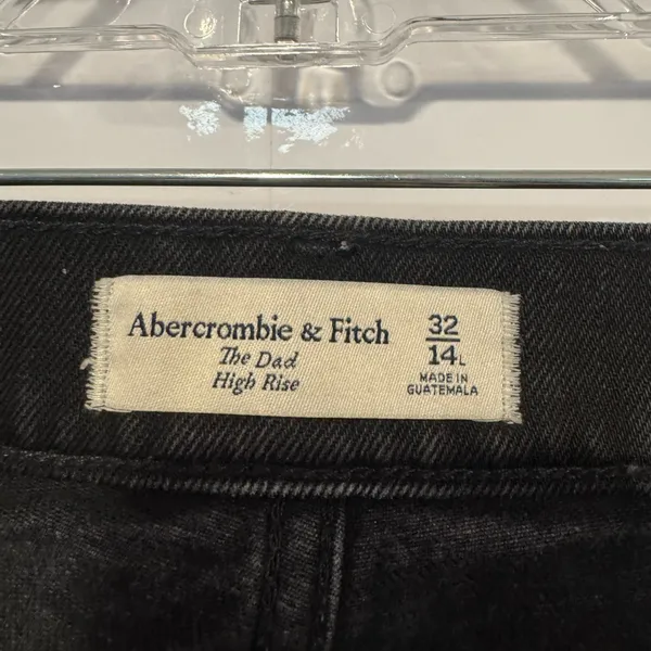 Black Abercrombie and Fitch the Dad high rise asymmetrical button‎ jeans - Image 4