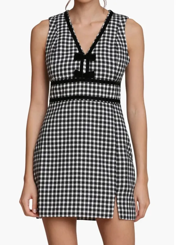 NWT Avec Les Filles Women's Black Bow Tweed Dress SZ-6 - Image 7