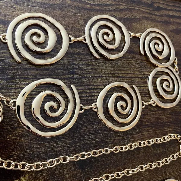 Gold Y2K Open Spiral Swirl Waist Chain Belt, Fits 19 to 41 Inches, X7GA1394 - Image 7