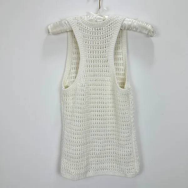 Madewell Crochet Knit Crewneck Sweater Tank Cotton Vest Bright Ivory XS NWT - Image 13