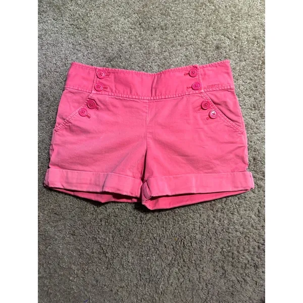 Juicy Couture Pink Sailor Shorts Women Size 2 Button Front Y2K Preppy Cuffed Hem - Image 2