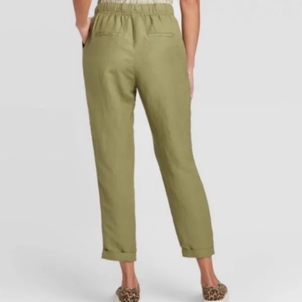 A New Day‎ High Waist Green Linen Blend Capri Pants - Image 2