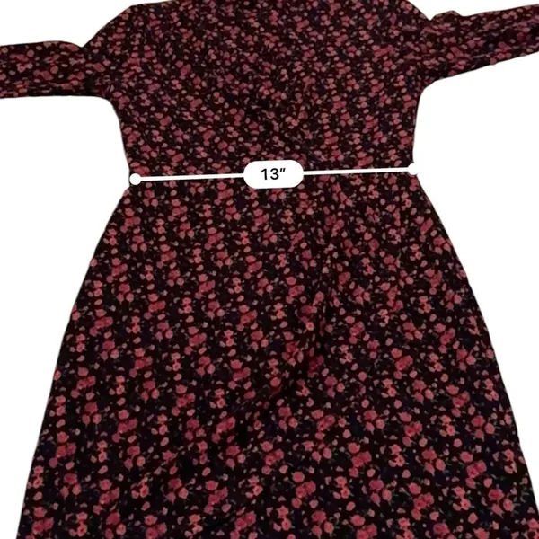 RTR Black Halo Briar Long‎ Sleeve Black & Red Rose Floral Print Mini Dress Sz 6 - Image 14