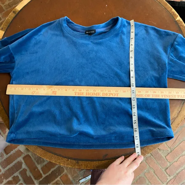 Beyond Yoga Soft Velvet Brushed Up Cropped Pullover Sweatshirt Celestial‎ Blue S - Image 6