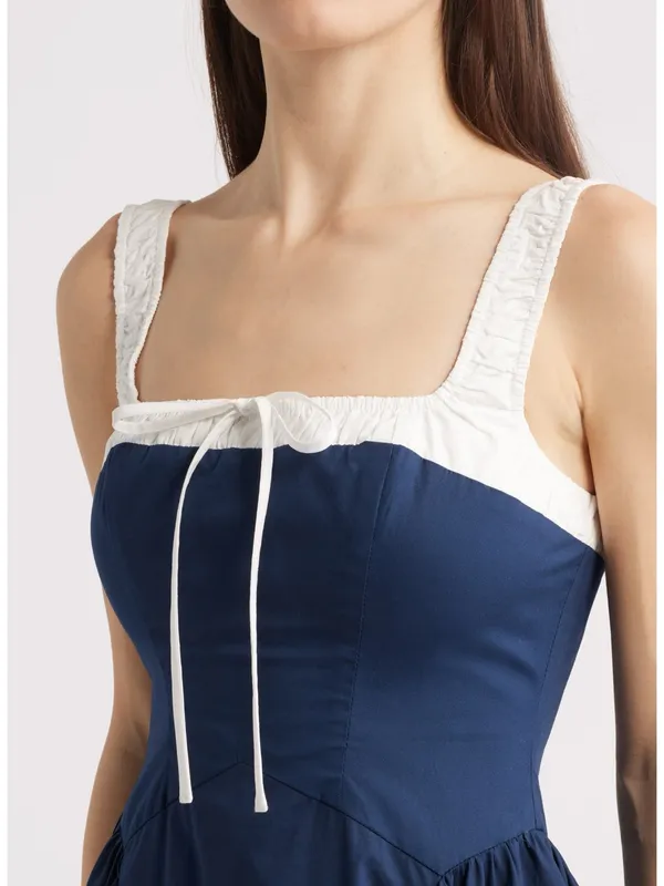 Moon River Colorblock Cotton Midi Dress, M - Image 6