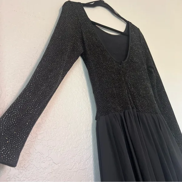 JESSICA McCLINTOCK VINTAGE DRESS BLACK SPARKLE FORMAL MAXI DRESS SIZE 10 #124 - Image 10