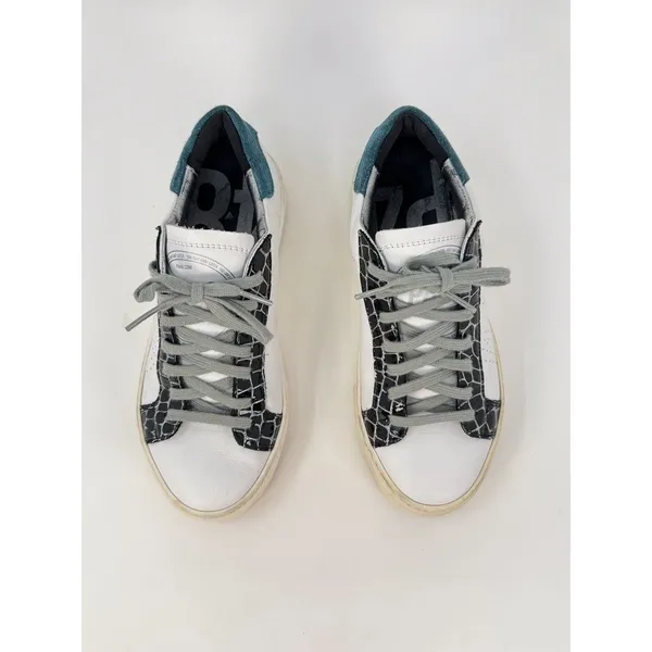 P488 Thea Shabby Womens Shoes White Leather Embossed Low Top Sneaker 37 US 7 - Image 3