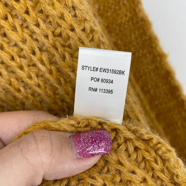 Lulus Oversized Slouchy‎ Knit Cardigan Sweater Mustard Yellow Pockets M Boxy - Image 6